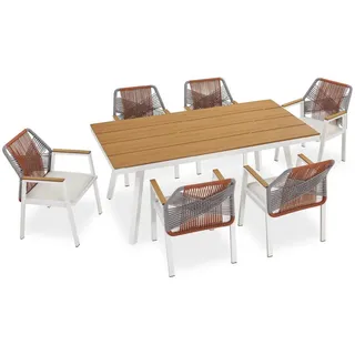 Juskys Gartenmöbel Set Costa Rica - Sienna Rot , Braun , Metall , 8 , Gartenmöbel, Gartengarnituren, Gartenmöbel-Sets