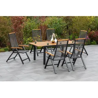 Merxx Tilos Set 7tlg. 6 Klappsessel 1 Ausziehtisch 150/200x90cm