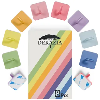 DEKAZIA® Kleiderhaken Kinder 8er-Set Bunte Regenbogen | Kindergarderobe Haken Garderobenhaken Wandhaken Kinderzimmer Klebehaken selbstklebend ohne Bohren