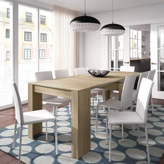 Multifunktionaler ausziehbarer Konsolentisch, Farbe Kanadische Eiche, Maße 90 x 78 x 51 cm