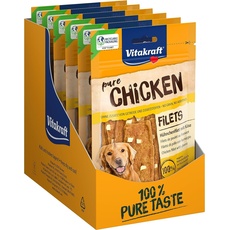Vitakraft Pure Chicken, Hühnchenfilets mit Käse, fleischiger Hundeleckerli, recyclingfähige Verpackung, ohne Zusatz von Zucker und Getreide (9x 80g)