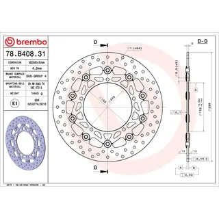 Brembo Bremsscheibe für Motorräder 78B40831,