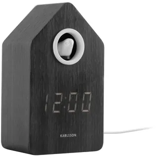 Karlsson Alarm Clock Cuckoo LED Black Wood Veneer