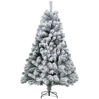 Jopassy 150cm Künstlicher Weihnachtsbaum mit Weiß Schneeflocken Tannenbaum für Weihnachten-Dekoration, (Ø ca. 95 cm) mit 550 Spitzen und Schnellaufbau Klapp-System - Grün