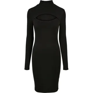 Urban Classics Damen Ladies Stretch Jersey Cut-Out Turtleneck Dress Kleid, Black, S