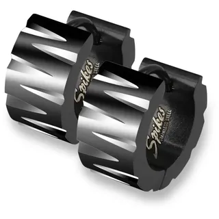 Bungsa schwarze Creolen mit Facettenschliff 6,7 mm breit aus 316L Edelstahl