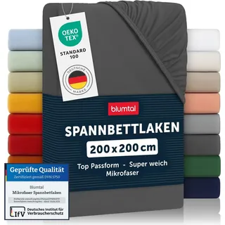 Blumtal Spannbettlaken Mikrofaser 200 x 200 cm Anthrazit