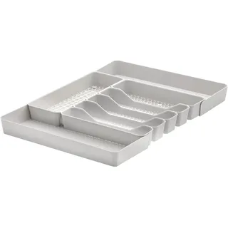 Spectrum Diversified Hexa erweiterbare geteilte Schublade Organizer Tablett Moderne Küche Besteck, Besteck, Besteckhalter, Schrank Aufbewahrung, 13 x 16, steingrau
