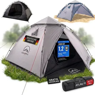 GOALPINE® Atlas IV Wurfzelt Pop-up Zelt für 2-4 große Personen, 100% Wasserdicht, in 40 Sekunden aufgetellt, 3 in 1 für Camping, Festival & Strand, Innen Leicht Verdunkelt