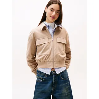 Blouson TOMMY JEANS "TJW CORD COACH JACKET IM", Damen, Gr. S (36), malted milk, Web, Obermaterial: 100% Polyester, unifarben, Rippbündchen, Jacken Blouson