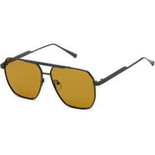 kimorn Polarisierte Sonnenbrille für Damen und Herren, Retro, übergroß, quadratisch, Vintage, modisch, UV400, klassische große Metall-Sonnenbrille K1221, Grau Gelb