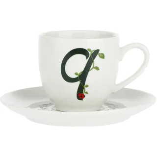 PORCELLANA Solotua Kaffeetasse mit Untertasse Buchstabe Q 85 ml in Geschenkbox