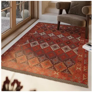 Green Looop »Pierre« rechteckig 5 mm Höhe Fransen, Kelim, handgewebt, Natur, Wohnzimmer, Schlafzimmer, Ethno,