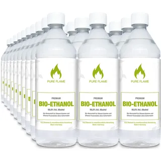 Bioethanol 96,6% 30 x 1L Flaschen zum handlichen Gebrauch - Reinheit, Qualität, Sicherheit & nachhaltige Herstellung - Made in Germany