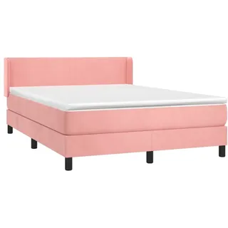 vidaXL Boxspringbett mit Matratze Rosa 140x190 cm Samt - Rosa