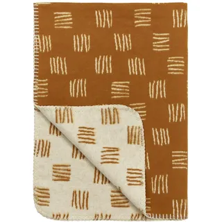 MEYCO Babydecke/Kuscheldecke - Flanell Block Streifen - 75x100cm - Camel/Offwhite