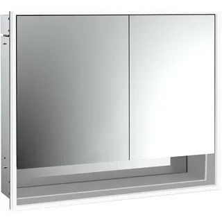 emco loft Lichtspiegelschrank mit Unterfach, 800mm, 2 Türen, Unterputzmodell, aluminium/spiegel, 979805211, Ausführung: breite Tür links