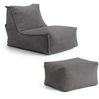 mokebo Sitzsack mit Hocker aus Cord Der Gelassene', Bean Bag Relaxliege oder Bodenkissen in Anthrazit