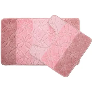 Emma Barclay Halo Badematte/Badematte 45 x 75 cm/Sockel 45 x 45 cm, gestreift, Rosa, 2-teilig