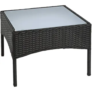 Estexo Polyrattan Beistelltisch Loungetisch Rattan Gartentisch Balkontisch Schwarz