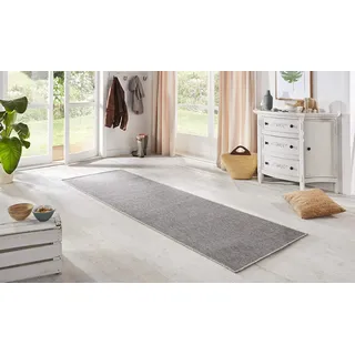 Bt Carpet Nature In- und Outdoor – Schlingen Küchenläufer Rutschfest Flachgewebe Kurzflor Woll-Optik Fineloop Küchenteppich für Flur, Küche, Garten, Terrasse, Badezimmer – Silber Grau, 80x150cm
