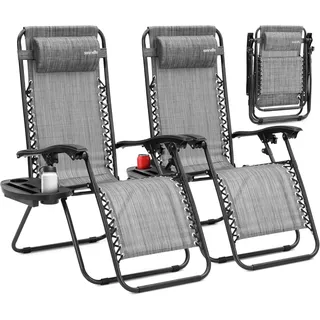 SereneLife Liegestuhl Klappbar 2er Set Grau