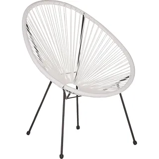 BELIANI Gartenstuhl Weiß Polyrattan Spaghetti-Optik Modern Mexikanischer Stil Outdoor Balkon Terrasse Garten Möbel - Weiß, Schwarz