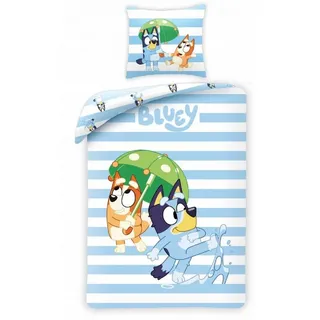 Bluey Kinder Bettwäsche Set Blau 140 x 200 cm + 70 x 90 cm