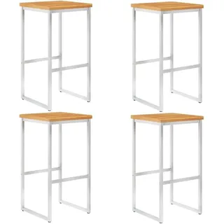 Barhocker 4er Set Massivholz Akazie 40x40x75 cm wetterfest Edelstahl 304 Modernes Design Robust und Langlebig für Garten Balkon Terrasse - Braun