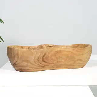 DARO DEKO Holz Schale länglich 31 x 10 cm – Deko Schale aus massivem Naturholz – Obstschale Tischdeko Pflanz-Schale