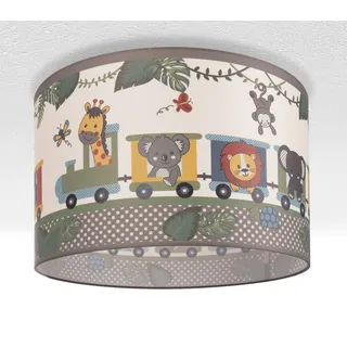 Paco Home Deckenleuchte »Diamond 635«, 1 flammig, Leuchtmittel E27   ohne Leuchtmittel, Kinderlampe Deckenlampe LED Kinderzimmer Lampe Zug Tieren, E27, weiß