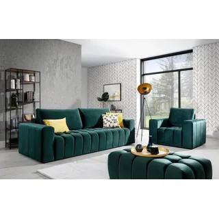 Sofagarnitur 3+1 Sitzer Hocker Garnituren Samt Stoff 3tlg Wohnzimmer Set Polster