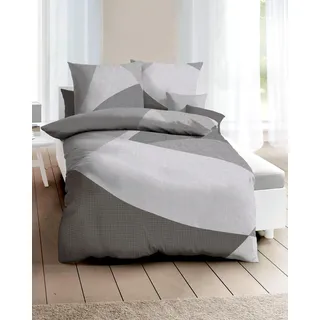 Kaeppel Bettwäsche »Vista« 3 Stk. tlg. Biber kuschelig warm im Winter, grafische Bettwäsche aus Baumwolle, grau