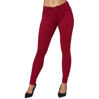 Damen Push Up Hose Skinny Stretch High Waist Treggings Übergröße | 34 - Rot