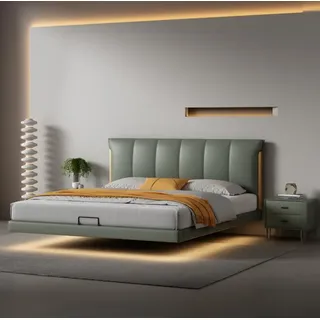 Grünes Wandbett Designer Schlafzimmer Betten Lederbetten Textilbetten - Weiß