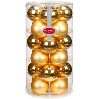 24 Christbaumkugeln GLAS 6cm ( Inkagold glanz / matt ) // Weihnachtskugeln Baumkugeln Baumschmuck Weihnachtsdeko Kugeln Glaskugeln Christbaumschmuck Dose Deko 60mm