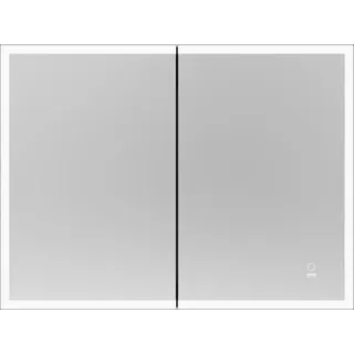 HOME DELUXE LED-Spiegelschrank EVE Schwarz 100 x 80 cm I Unterputz-Montage, Antibeschlagsystem, Kosmetikspiegelschrank, Badezimmerspiegelschrank, Touch-Bedienung, Stufenloses Dimmen, Glasböden, Aluminiumgehäuse, Aluminium Rahmenwerk, Integrierte Doppelsteckdose & USB-C, Edel, Modern, Elegant, Beleuchtung, Umgebungsbeleuchtung - Schwarz