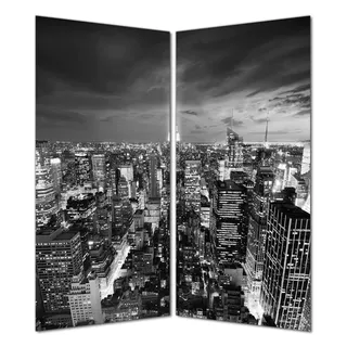 Wallario selbstklebende Duschrückwand 160 x 200 cm mit Motiv New York bei Nacht - Panoramablick über die Stadt - schwarzweiß - Wandverkleidung mit Hochglanzlaminat in Glasoptik