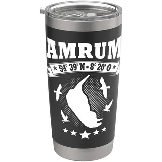 Amrum Koordinaten Souvenir Nordseeküste Inselurlaub Amrum Doppelwandiger Edelstahl-Thermobecher