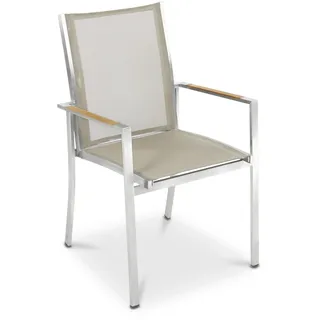 Stapelsessel Mercure - Batyline taupe Armlehne Teak