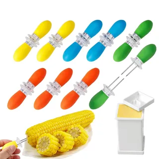 AUGSUN Maiskolbenhalter aus Edelstahl, mit Silikongriff und praktischem Butterverteilungswerkzeug