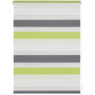 Lichtblick Doppelrollo Blickdicht ohne Bohren Grün - Grau - Weiß 90 cm x 220 cm (B x L)