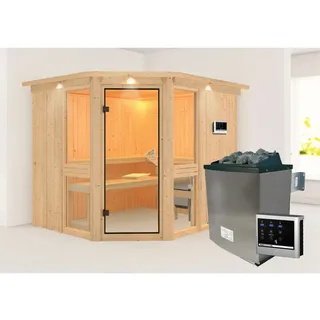 Karibu Anina inkl. 9 kW finnisch Ofen + ext. Steuerung + Dachkranz