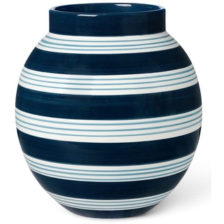 Kähler Vase H20.5 cm Omaggio Nuovo für Blumen mit handgemalte Streifen, blau