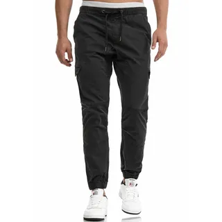 Cargohose INDICODE "INLevi", Herren, Gr. XXL, N-Gr, schwarz, Web, Obermaterial: 98% Baumwolle, 2% Elasthan, unifarben, regular fit knöchellang, Hosen Cargohose, mit seitlichen Cargotaschen und elastischen Bündchen, Topseller