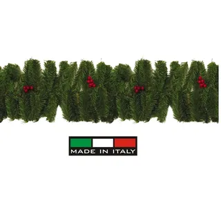 Valpino: Garland Grün Mit Beeren Rot Mt. 2,75 Produkt 100% Italienisch