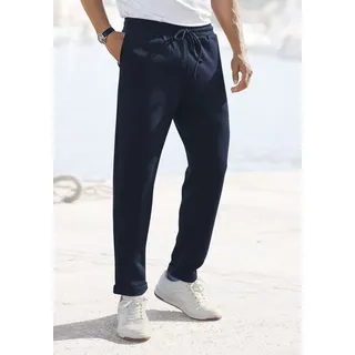 Jogger Pants JOHN DEVIN "Jogg Pants", Herren, Gr. XXL (60/62), N-Gr, blau (navy), Stoff, Obermaterial: 83% Polyester, 13% Viskose, 4% Elasthan, unifarben, bequem lang, Hosen Jogger Pants, Umschlag am Beinabschluss, aus elastischer Piqué-Qualität