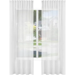 Vorhänge - Verdunkelungsvorhänge mit Kräuselband - 2 Stück - Leinen - 0,8 x 1,4 m - Für Wohnzimmer/Schlafzimmer - Weiß