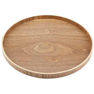 Fdit Serviertablett aus Holz, rund, für Tee, Obst, Süßigkeiten, Lebensmittel, Heimdekoration (33 cm)