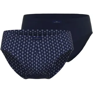 Götzburg Slip »Kos« 2er Pack, eng, sitzt niedriger, gemustert, basic, kurz, mit Logo, Baumwollmix, blau